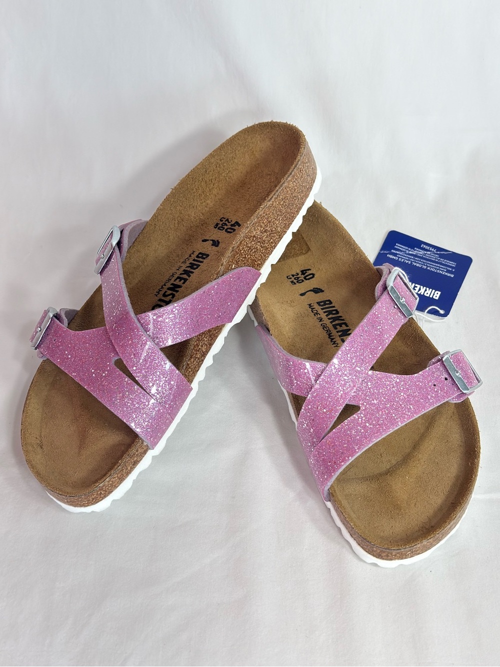 Birkenstock Sparkle Pink Cross-Strap Sandals Women 9.5